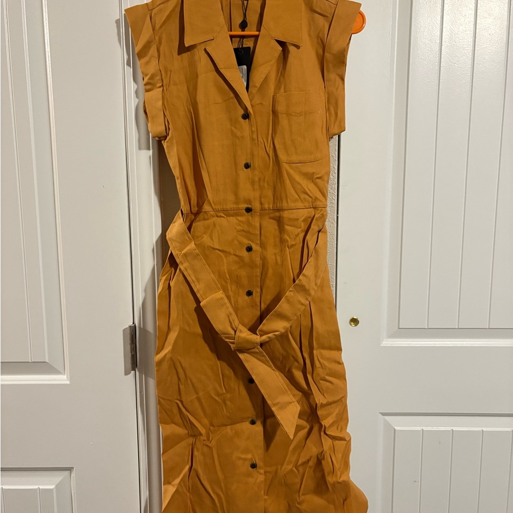 rag & bone Sleeveless Midi Dress in Mustard